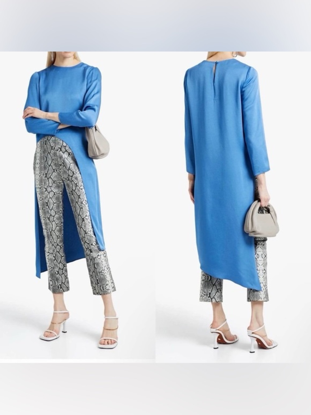 Veronica Beard Rome Asymmetrical Midi Tunic Top in French Blue Sz 00